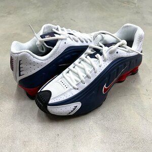 Nike Shox R4 Low USA Men's Size 7.5 Midnight Navy Gym Red HQ1988 400 - New